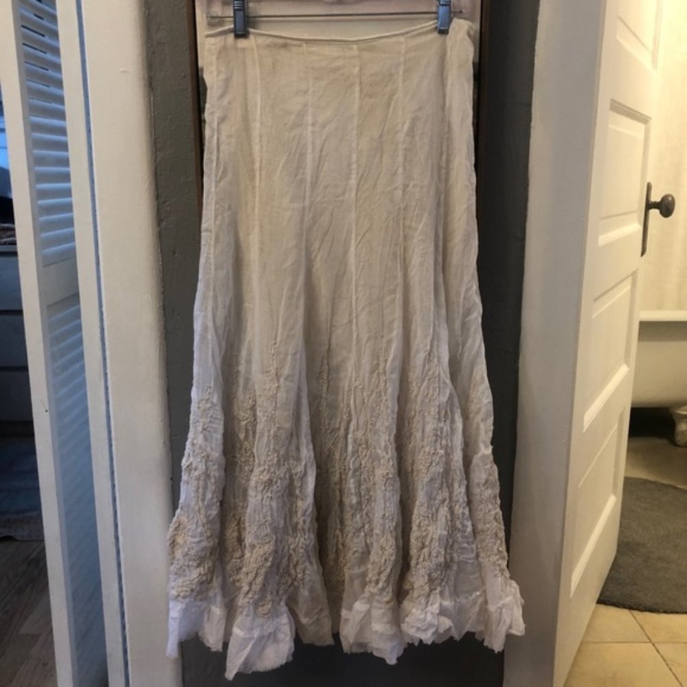 *Worn* Gado Gado Boho Embroidered Cream Maxi Skirt
